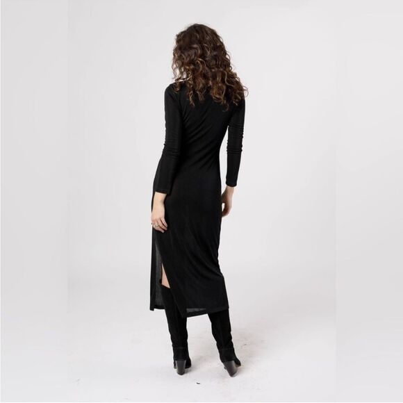 Band Of The Free Annabelle Black Cowl Neck Midi Dress NWT - Picture 3 of 14